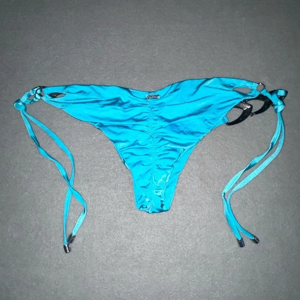Beach Bunny Bikini Bottom Bow & Arrow Aqua Rhinestone Bikini Hot!
